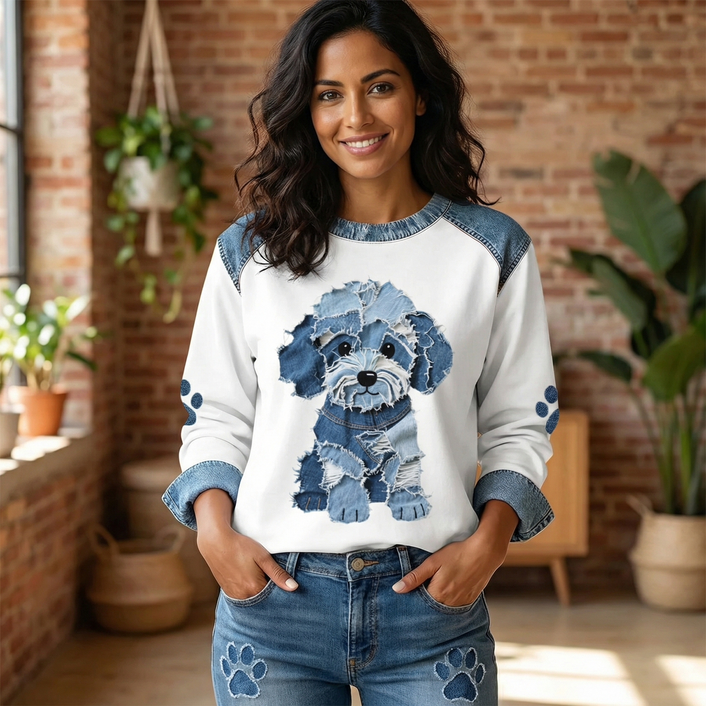 Aurea™ Sudadera Con Estampado De Perrito Peludo